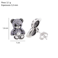 Brinco Prata Urso Cravejado na internet