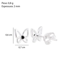 Imagem do Brinco Prata Borboleta com Zircônia