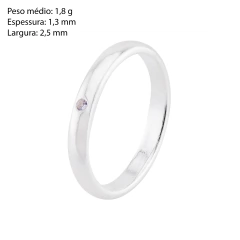 Aliança Prata 2,5mm c/ Zircônia - Via Vizzon