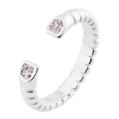 Outlet Anel Prata Trabalhado Zircônia White