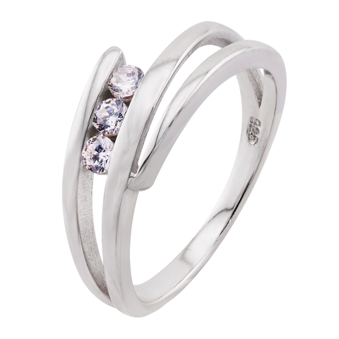 Anel Prata Fio Triplo Zircônia White c/ Ródio - comprar online