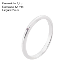 Aliança Prata 2mm Zirconia - Via Vizzon