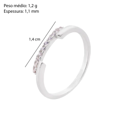 Anel Prata Fio Liso Detalhe com Zircônia - Via Vizzon