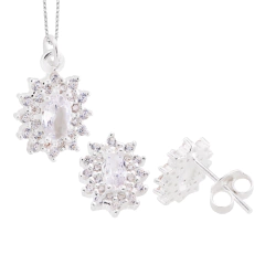 Conjunto Prata Elegante Zirconia Cristal - comprar online