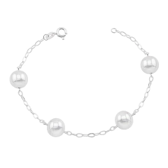 Pulseira Prata Bolinha 9,5mm 20cm - comprar online