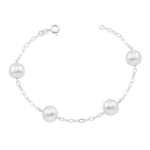 Pulseira Prata Bolinha 9,5mm 20cm - comprar online