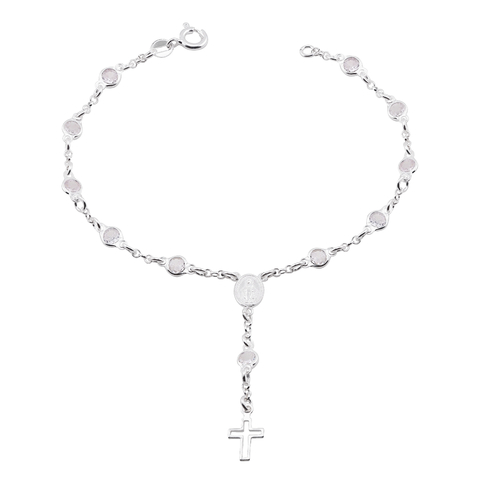 Pulseira Prata Terço com Zircônias - comprar online