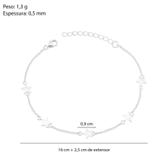 Pulseira Prata 5 Estrelas Alternadas - Via Vizzon