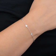 Pulseira Prata 5 Estrelas Alternadas na internet