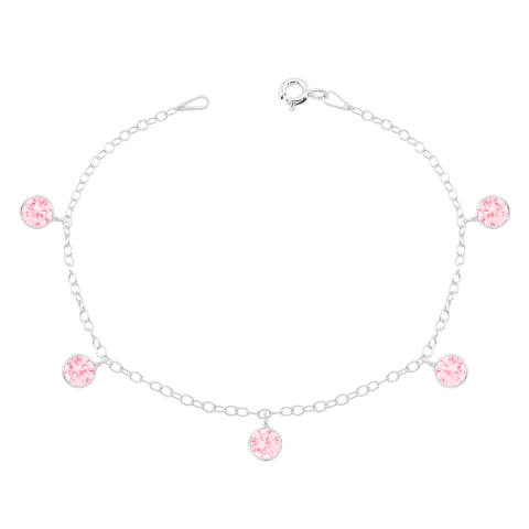 Pulseira Prata Zircônias Rosa - comprar online