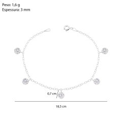 Pulseira Prata Zircônias Cristal - Via Vizzon