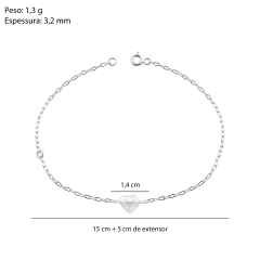 Pulseira Prata Cartier Coração Liso - Via Vizzon