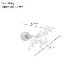 Piercing Prata Morcego p/ Tragus - Via Vizzon