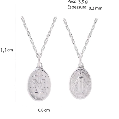 Colar Prat Singapura Pingente N Senhora Das Graças Oval 45cm - loja online
