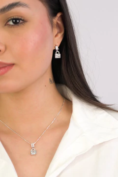 Imagem do Conjunto Prat Cadeado Zirconia Cristal