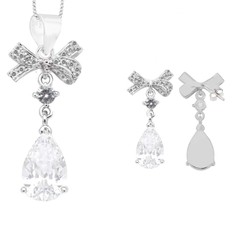 Conjunto Prat Laço e Gota Zirconia Cristal - comprar online