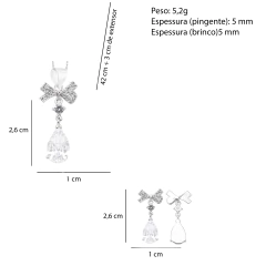 Conjunto Prat Laço e Gota Zirconia Cristal - loja online