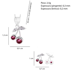 Conjunto Prat Cereja Zirconia Cristal - loja online