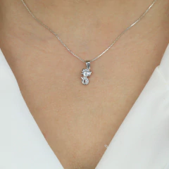 Conjunto Prat Ródio Gatinha Zirconia Cristal - Via Vizzon