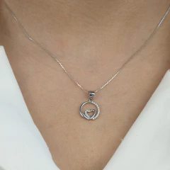 Conjunto Prat Coração Circulo Zirconia Cristal - Via Vizzon