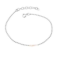 Pulseira Prat Bolinha com Pérola Real 17,5cm + 3cm Extensor - comprar online