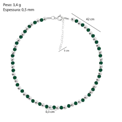 Colar Prat Bolinha Green Agate 37cm + 5cm Extensor - Via Vizzon