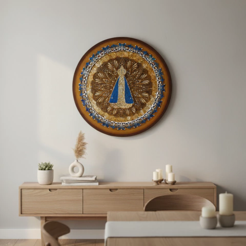 Mandala N. S. Aparecida - Azul Turquesa - 80cm na internet