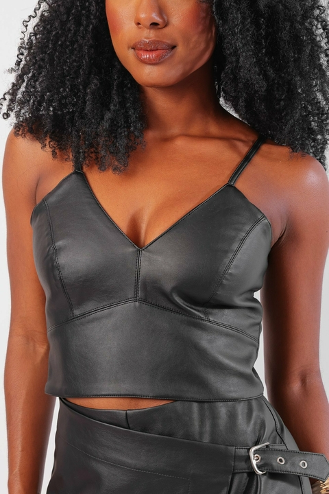 Cropped couro Talita