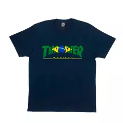 CAMISETA THRASHER REVISTA BRAZIL- AZUL MARINHO