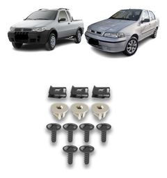 Kit 12 Peças Fixação Parabarro Siena Strada 2004 Ate 2020