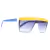 Óculos de sol Evoke Futura BD08 com armação colorida amarelo e azul, lentes espelhadas e design esportivo.