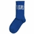 Meia Vans Arched Crew na cor azul, com logo Vans em destaque.