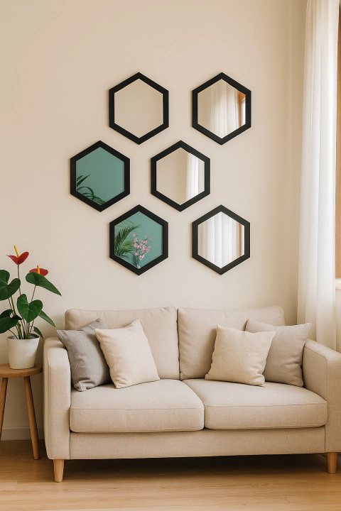 SET MARCO HEXAGONO CON ESPEJO x6 - comprar online