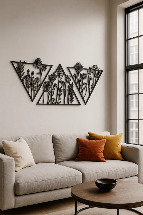 TRIPTICO FLORAL TRIANGULAR - comprar online