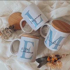 Caneca Cerâmica Com Tampa Bambu - comprar online