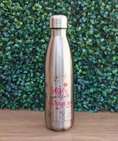 Garrafa Inox Prata TÉRMICA 500ml - Seja Forte e Corajosa - comprar online
