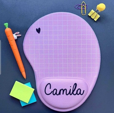 Mouse Pad com Apoio Quadriculado Lilás