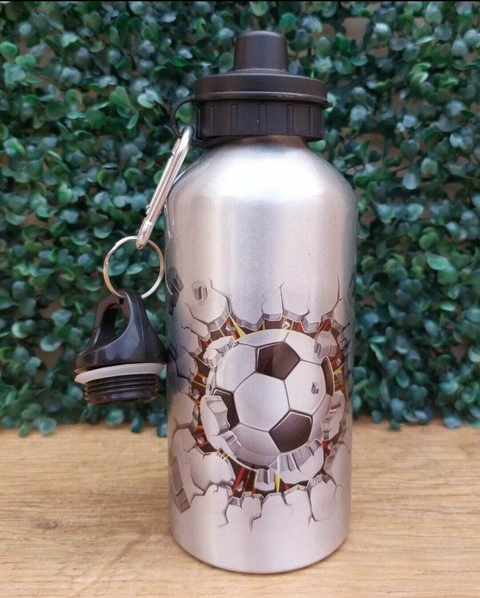Squeeze Alumínio Prata Bico Duplo 500ml - Futebol