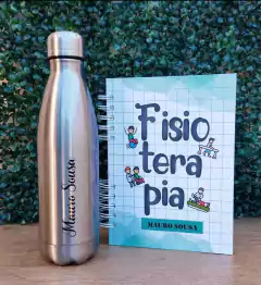 Agenda + Garrafa Inox Prata Térmica 500ml - Fisioterapia na internet