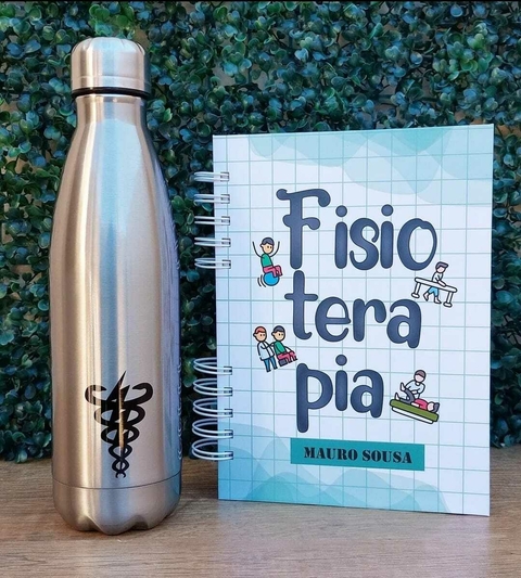 Agenda + Garrafa Inox Prata Térmica 500ml - Fisioterapia - comprar online