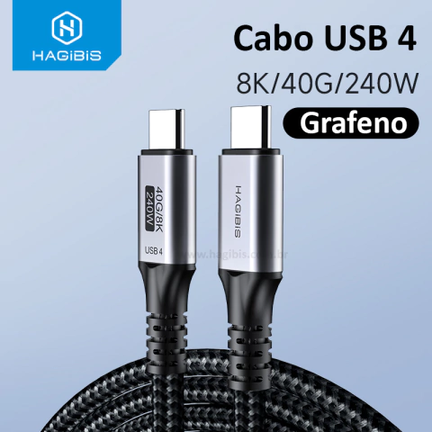 Cabo USB 4 Grafeno USB C 240W Hagibis