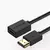 Cabo HDMI 4K macho fêmea, com conectores dourados e cabo preto.
