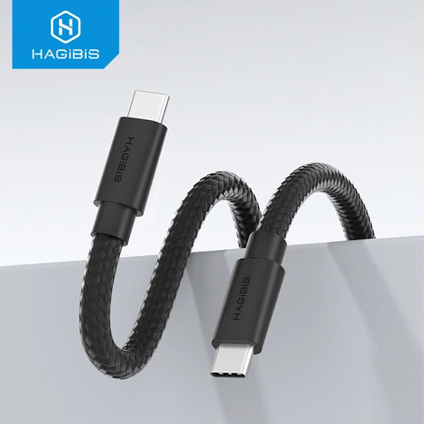 Cabo USB-C trançado preto da marca Hagibis com conectores USB4 e capacidade de 240W, 80Gbps e suporte a 8K/60Hz