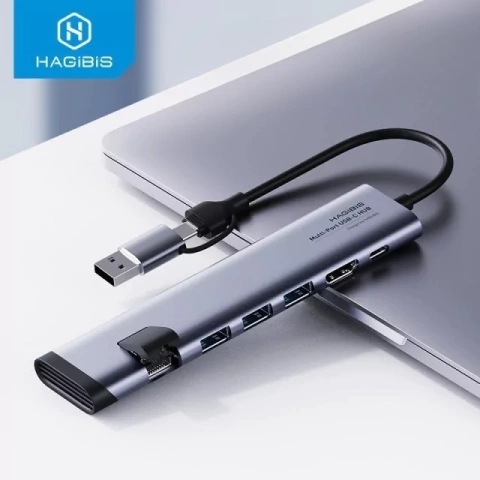 Hub 6 em 1 USB-C/USB-A Dupla Interface