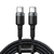 Cabo USB C PD 100W com conectores em ambas as extremidades, ideal para carregamento rápido e transferência de dados.