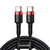 Cabo USB C PD de 100W com conectores em ambas as extremidades, revestido em material trançado, ideal para carregamento rápido e transferência de dados.