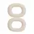 Almofadas para headset na cor clara, com formato oval, projetadas para conforto durante o uso.