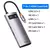 HUB USB C 7 em 1 da Baseus, mostrando conexões como USB 3.0, HDMI 4K, e slots para cartões SD e TF.
