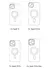 Desenhos das capas transparentes magnéticas para iPhone 15, 15 Plus, 15 Pro e 15 Pro Max.