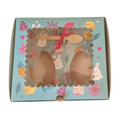CAJA PARA DOS MEDIOS HUEVOS DE PASCUA CON CUCHARA DE BAMBOO - comprar online